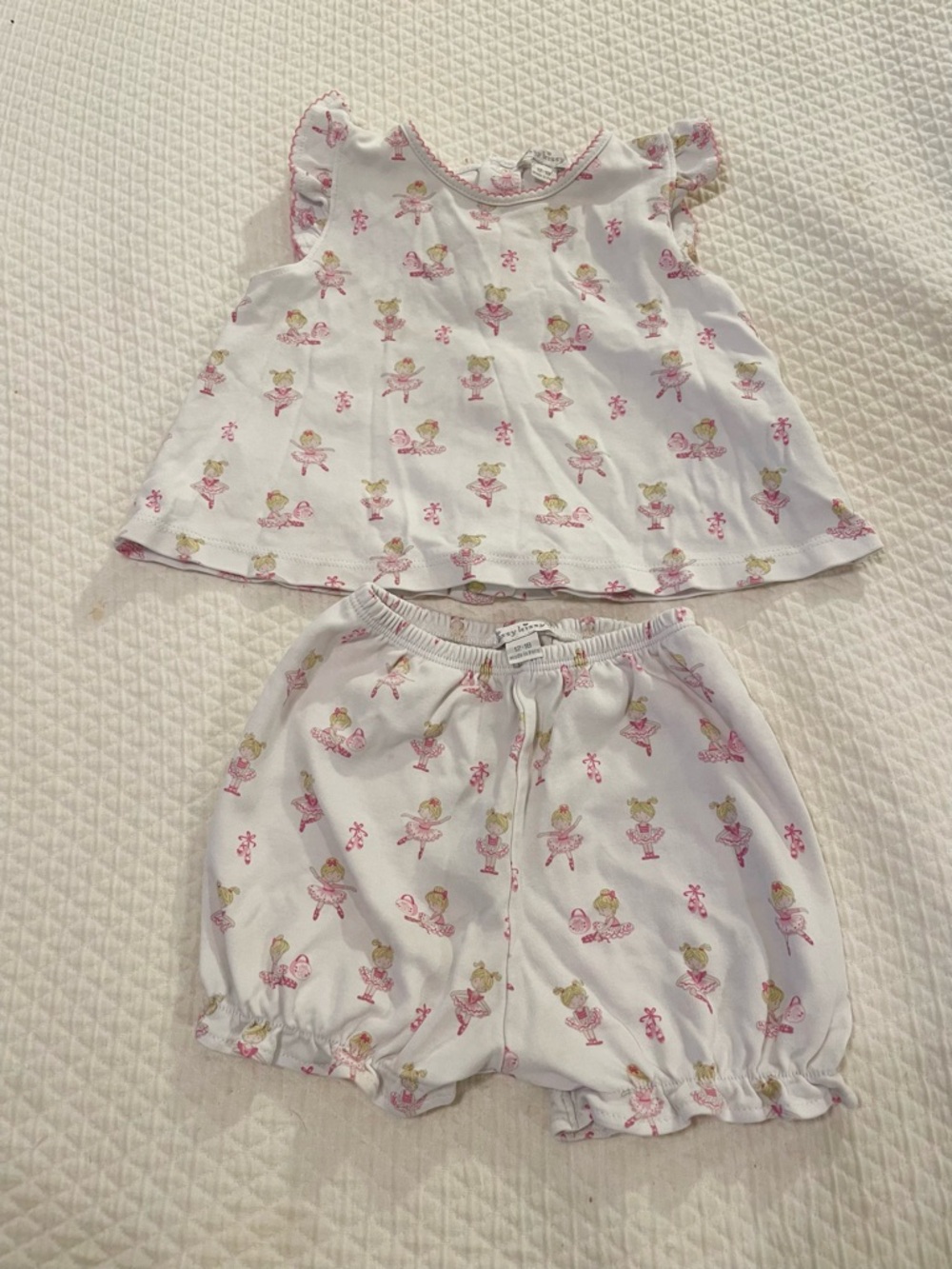 Kissy Kissy White & Pink Ballerina Print Kids Matching Set 12-18mo